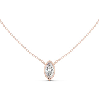 Front-view: Marquise Diamond Necklace with Solitaire Setting in 14k Rose Gold - Lab Grown - Driona Jewels