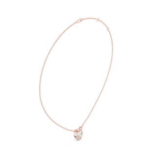 Front-View: Oval Diamond Necklace with Bezel Setting in 14k Rose Gold - Lab Grown - Driona Jewels