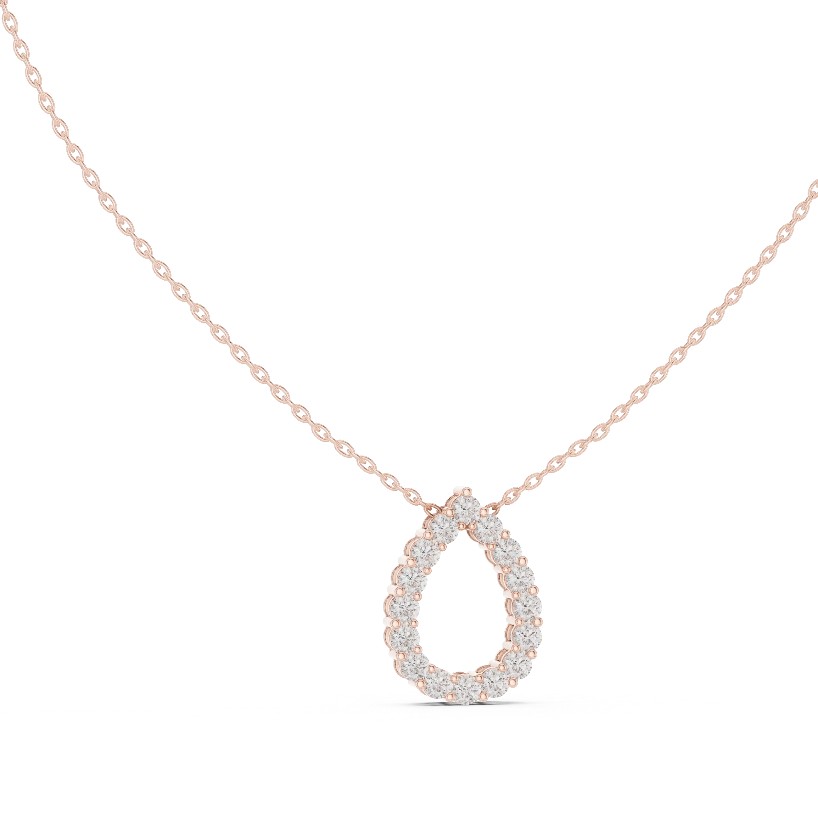 Front View: Oval Diamond Necklace with Halo Setting in 14k Gold - Lab Grown - Driona Jewels