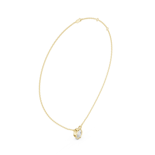 Front-View: Oval Diamond Necklace with Prong Setting in 14k Yellow Gold - Lab Grown - Driona Jewels