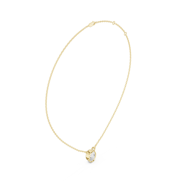 Front-View: Oval Diamond Necklace with Prong Setting in 14k Yellow Gold - Lab Grown - Driona Jewels