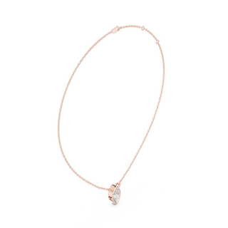 Front-view: Pear Diamond Necklace with Bezel Setting in 14k Rose Gold - Lab Grown - Driona Jewels