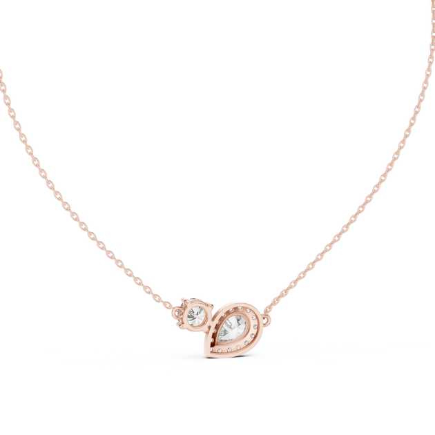 Driona Jewels Two Stone Halo Diamond Pendant in 14K Rose Gold