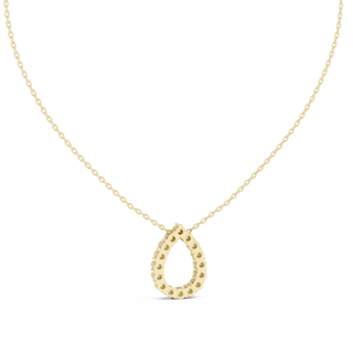 Front-View: Pear Cut Diamond Necklace with Pave Setting in 14k Yellow Gold - Lab Grown - Driona Jewels