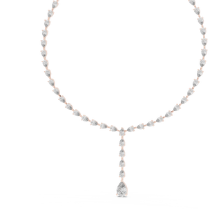 Front-View: Pear Cut Diamond Necklace with Pendant Setting in 14k Gold - Lab Grown - Driona Jewels