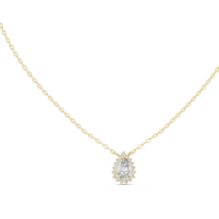 Front-View: Pear Diamond Necklace with Pendant Setting in 14k Gold - Lab Grown - Driona Jewels