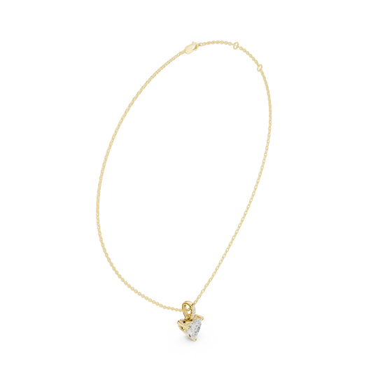 Front-View: Pear Diamond Necklace with Prong Setting in 14k Yellow Gold - Lab Grown - Driona Jewels