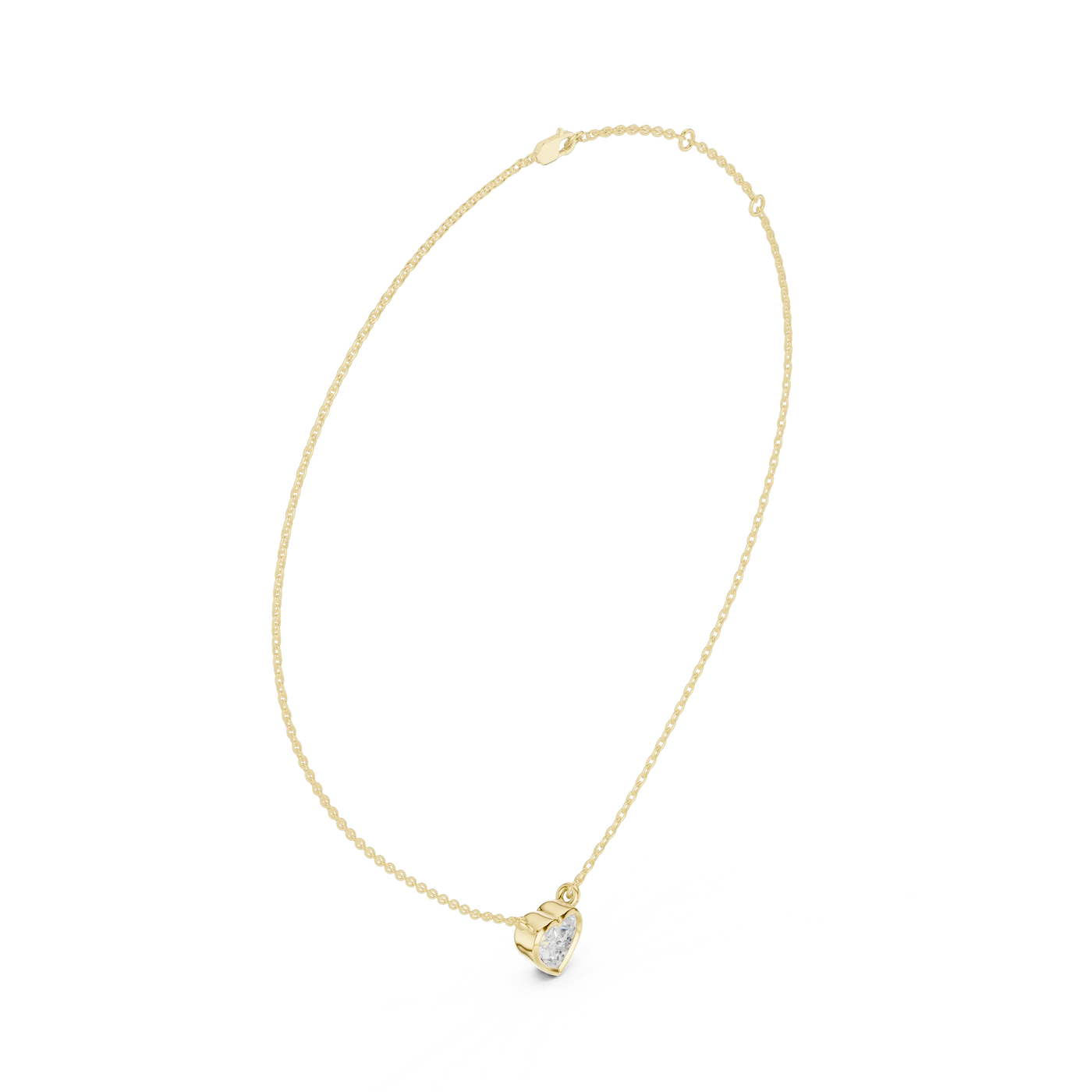 Front-view: Pear Diamond Necklace with Prong Setting in 14k Yellow Gold - Lab Grown - Driona Jewels