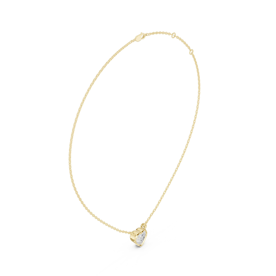Front-view: Pear Diamond Necklace with Prong Setting in 14k Yellow Gold - Lab Grown - Driona Jewels