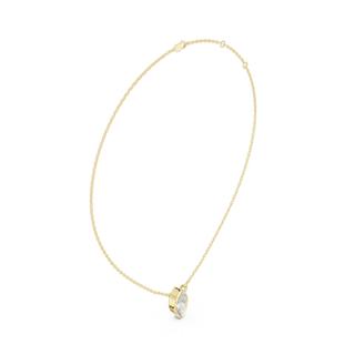Front-view: Pear Diamond Necklace with Prong Setting in 14k Yellow Gold - Lab Grown - Driona Jewels