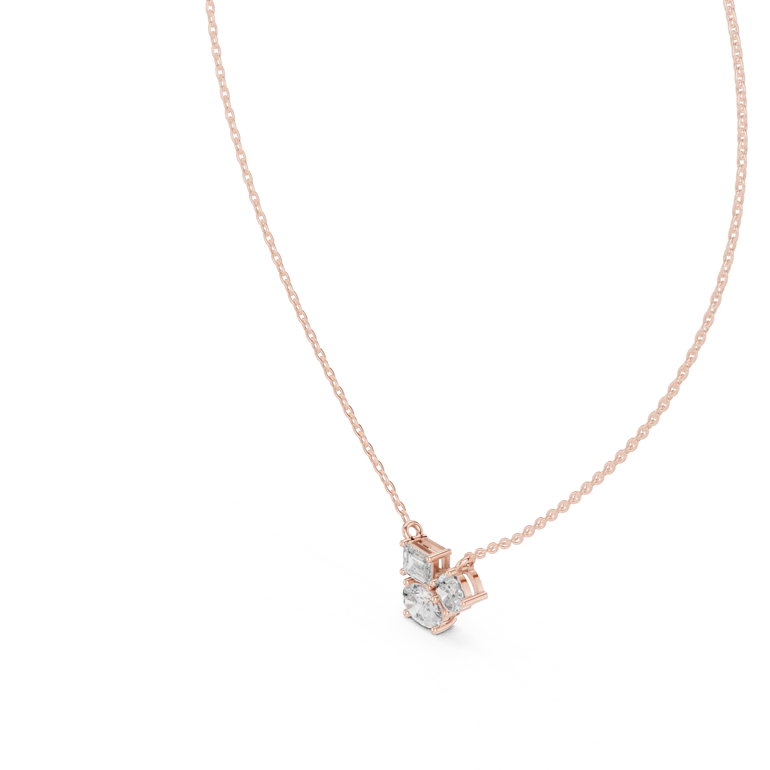 Sparkle-shot: Princess Diamond Necklace with Pave Setting in 14k Rose Gold - Lab Grown - Driona Jewels