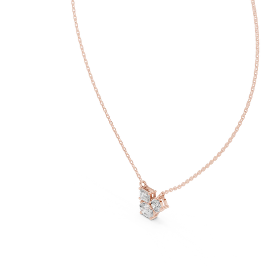 Sparkle-shot: Princess Diamond Necklace with Pave Setting in 14k Rose Gold - Lab Grown - Driona Jewels