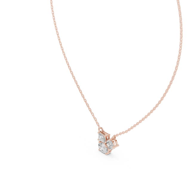 Sparkle-shot: Princess Diamond Necklace with Pave Setting in 14k Rose Gold - Lab Grown - Driona Jewels
