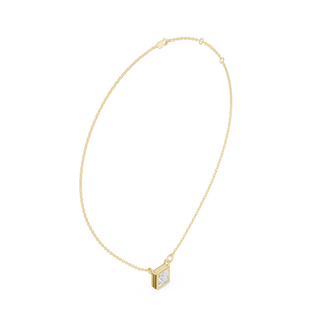 Front-View: Princess Cut Diamond Necklace with Pendant Setting in 14k Gold - Lab Grown - Driona Jewels