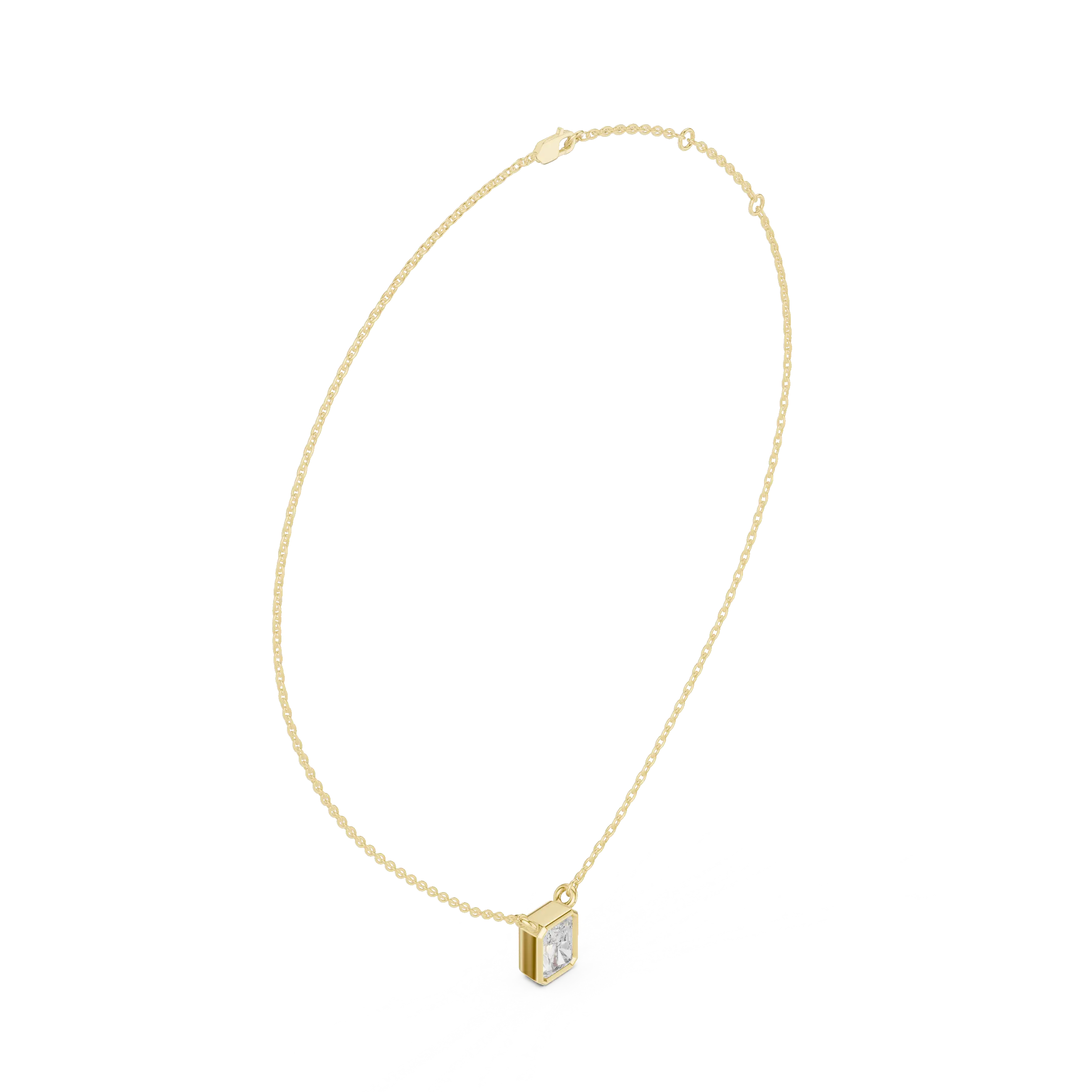 Front-view: Princess Cut Diamond Necklace with Pendant Setting in 14k Gold - Lab Grown - Driona Jewels