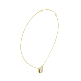 Front-view: Princess Cut Diamond Necklace with Pendant Setting in 14k Gold - Lab Grown - Driona Jewels