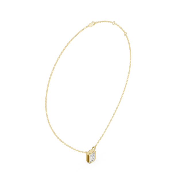 Front-view: Princess Cut Diamond Necklace with Pendant Setting in 14k Gold - Lab Grown - Driona Jewels
