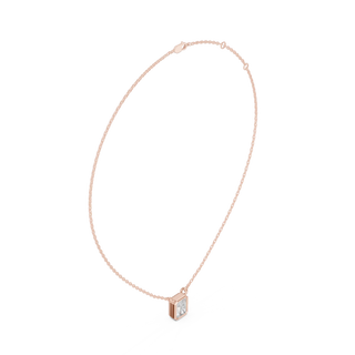Front-view: Princess Cut Diamond Necklace with Pendant Setting in 14k Rose Gold - Lab Grown - Driona Jewels