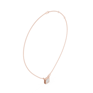 Front-view: Princess Cut Diamond Necklace with Pendant Setting in 14k Rose Gold - Lab Grown - Driona Jewels