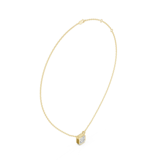 Front-view: Princess Cut Diamond Necklace with Pendant Setting in 14k Yellow Gold - Lab Grown - Driona Jewels