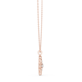 Front-View: Princess Cut Diamond Necklace with Prong Setting in 14k Rose Gold - Lab Grown - Driona Jewels