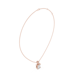 Front-view: Princess Cut Diamond Necklace with Prong Setting in 14k Rose Gold - Lab Grown - Driona Jewels