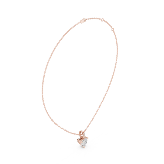 Sparkle-shot: Princess Diamond Necklace with Prong Setting in 14k Rose Gold - Lab Grown - Driona Jewels