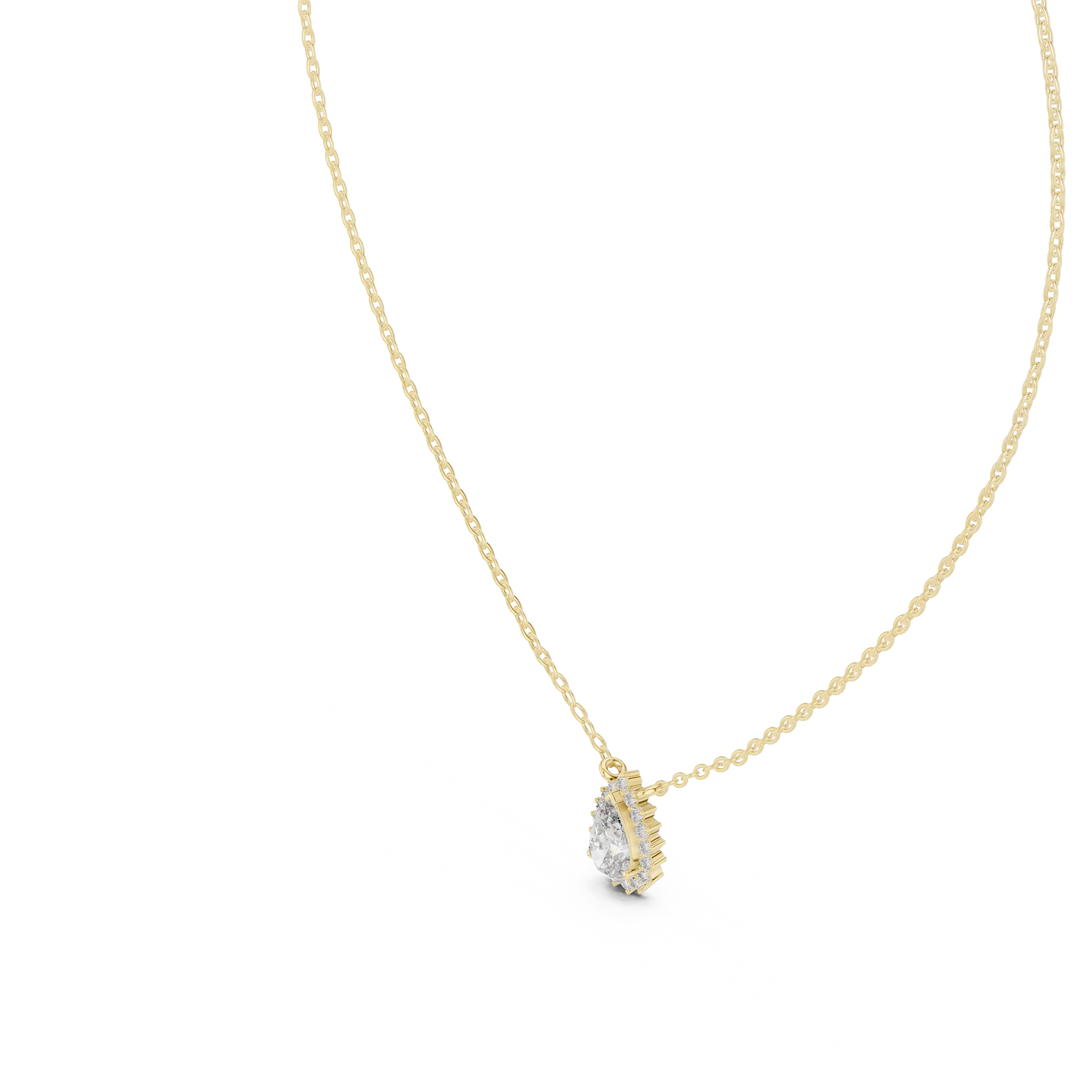 Front-view: Princess Diamond Necklace with Prong Setting in 14k Yellow Gold - Lab Grown - Driona Jewels