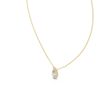 Front-view: Princess Diamond Necklace with Prong Setting in 14k Yellow Gold - Lab Grown - Driona Jewels