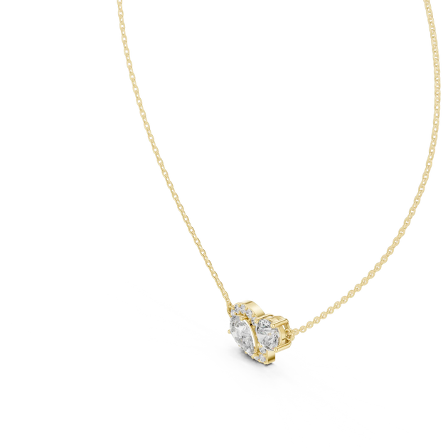 Driona Jewels Two Stone Halo Diamond Pendant in 14K Rose Gold