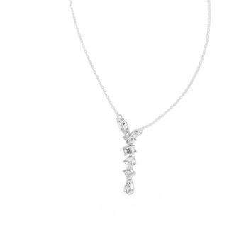 Front-View: Radiant Diamond Necklace with Pave Setting in 14k White Gold - Lab Grown - Driona Jewels
