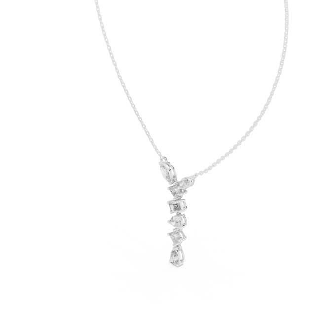 Front-View: Radiant Diamond Necklace with Pave Setting in 14k White Gold - Lab Grown - Driona Jewels