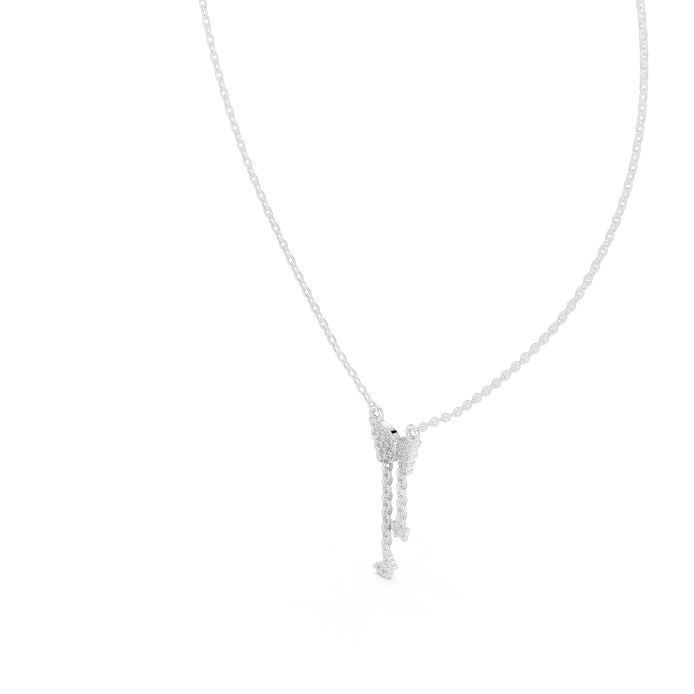 Front-view: Radiant Diamond Necklace with Pendant Setting in 14k White Gold - Lab Grown - Driona Jewels