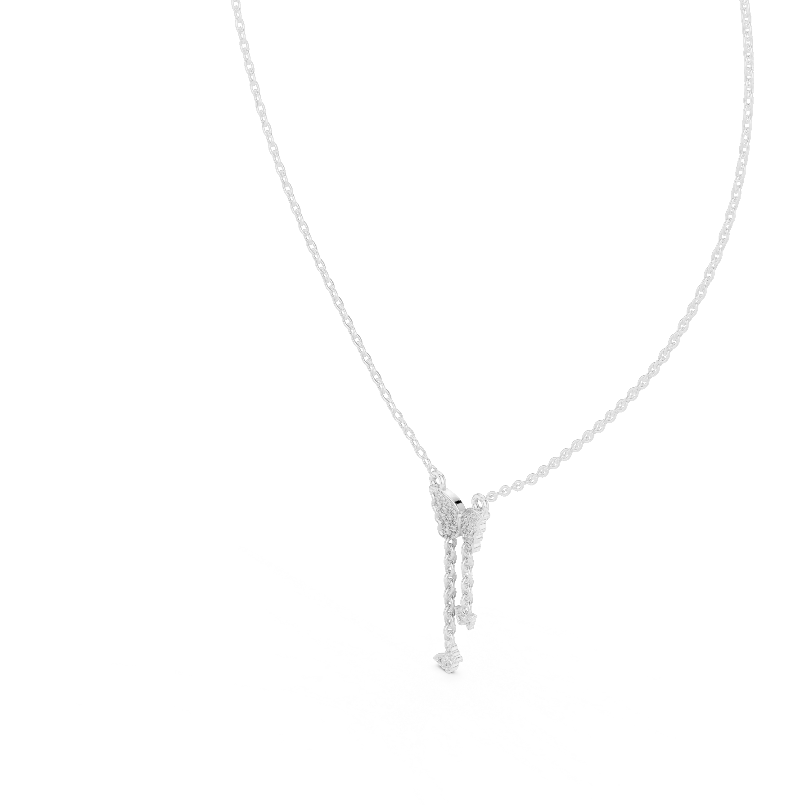 Front-view: Radiant Diamond Necklace with Pendant Setting in 14k White Gold - Lab Grown - Driona Jewels