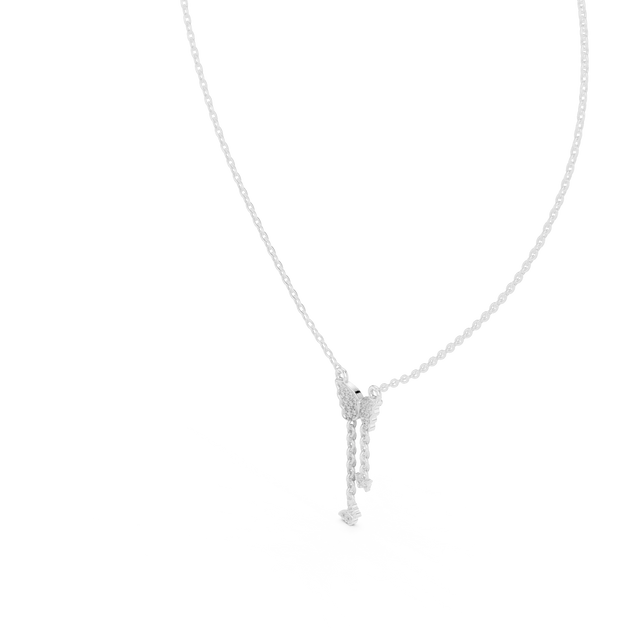 Front-view: Radiant Diamond Necklace with Pendant Setting in 14k White Gold - Lab Grown - Driona Jewels