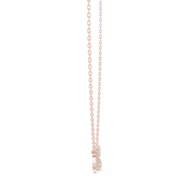 Front View: Radiant Diamond Necklace with Prong Setting in 14k Rose Gold - Lab Grown - Driona Jewels
