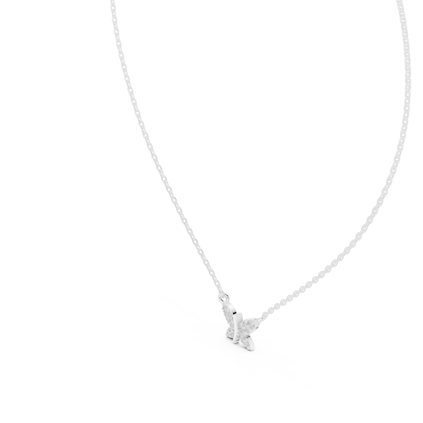 Front-View: Radiant Diamond Necklace with Prong Setting in 925 Silver - Lab Grown - Driona Jewels