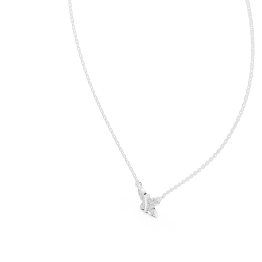 Front-View: Radiant Diamond Necklace with Prong Setting in 925 Silver - Lab Grown - Driona Jewels