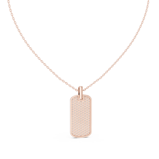 Front-view: Rectangle Diamond Necklace with Pave Setting in 14k Rose Gold - Lab Grown - Driona Jewels
