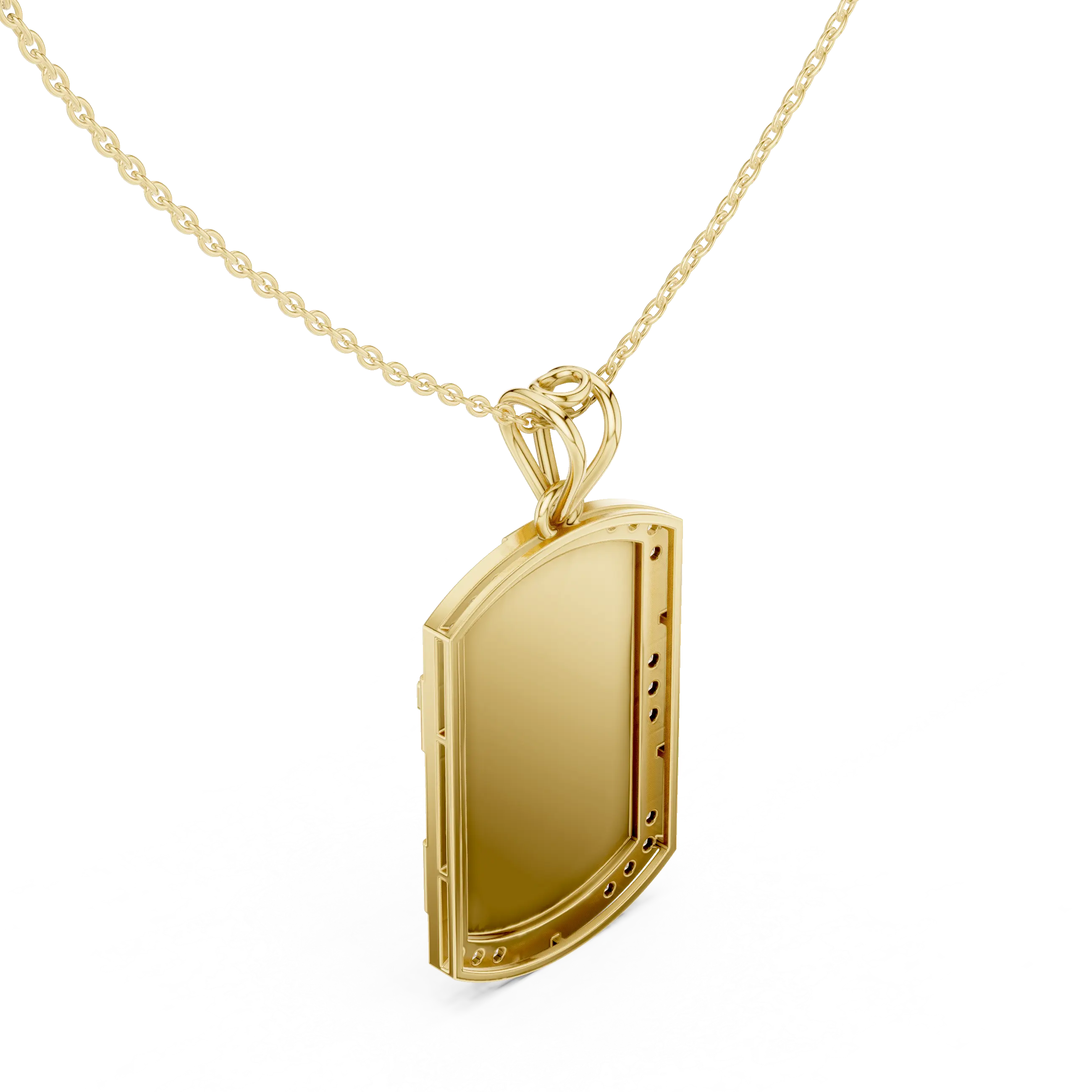 Front-View: Rectangle Diamond Necklace with Prong Setting in 14k Gold - Lab Grown - Driona Jewels