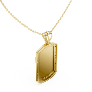 Front-View: Rectangle Diamond Necklace with Prong Setting in 14k Gold - Lab Grown - Driona Jewels