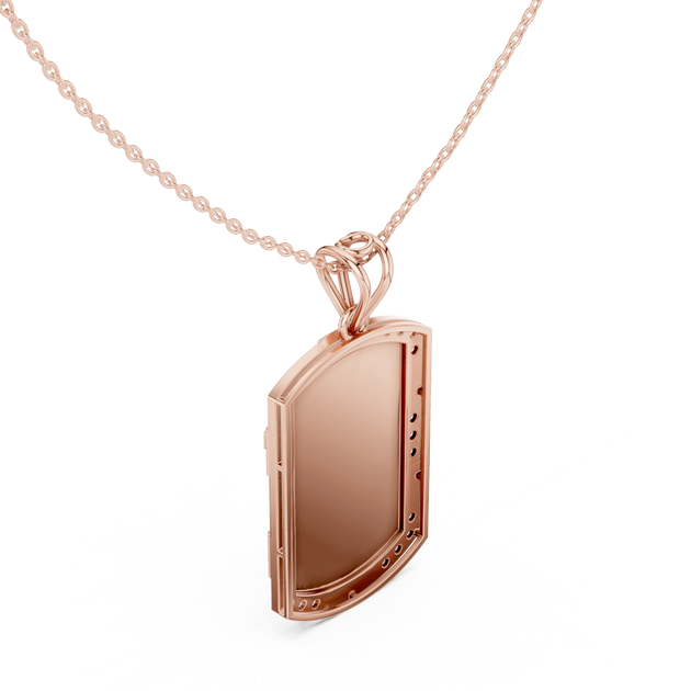 Front-View: Rectangle Diamond Necklace with Prong Setting in 14k Rose Gold - Lab Grown - Driona Jewels