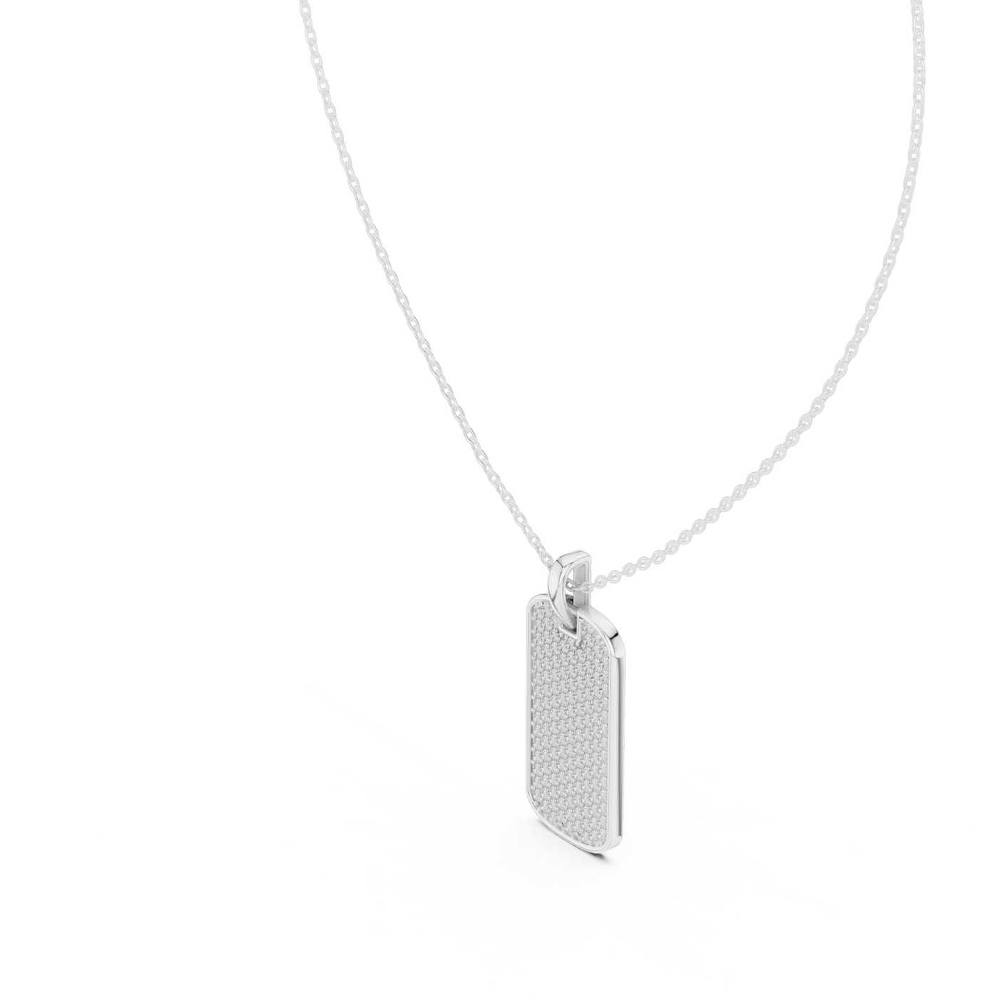 Front-View: Rectangle Diamond Necklace with Prong Setting in 925 Silver - Lab Grown - Driona Jewels