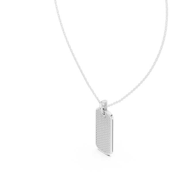 Front-View: Rectangle Diamond Necklace with Prong Setting in 925 Silver - Lab Grown - Driona Jewels