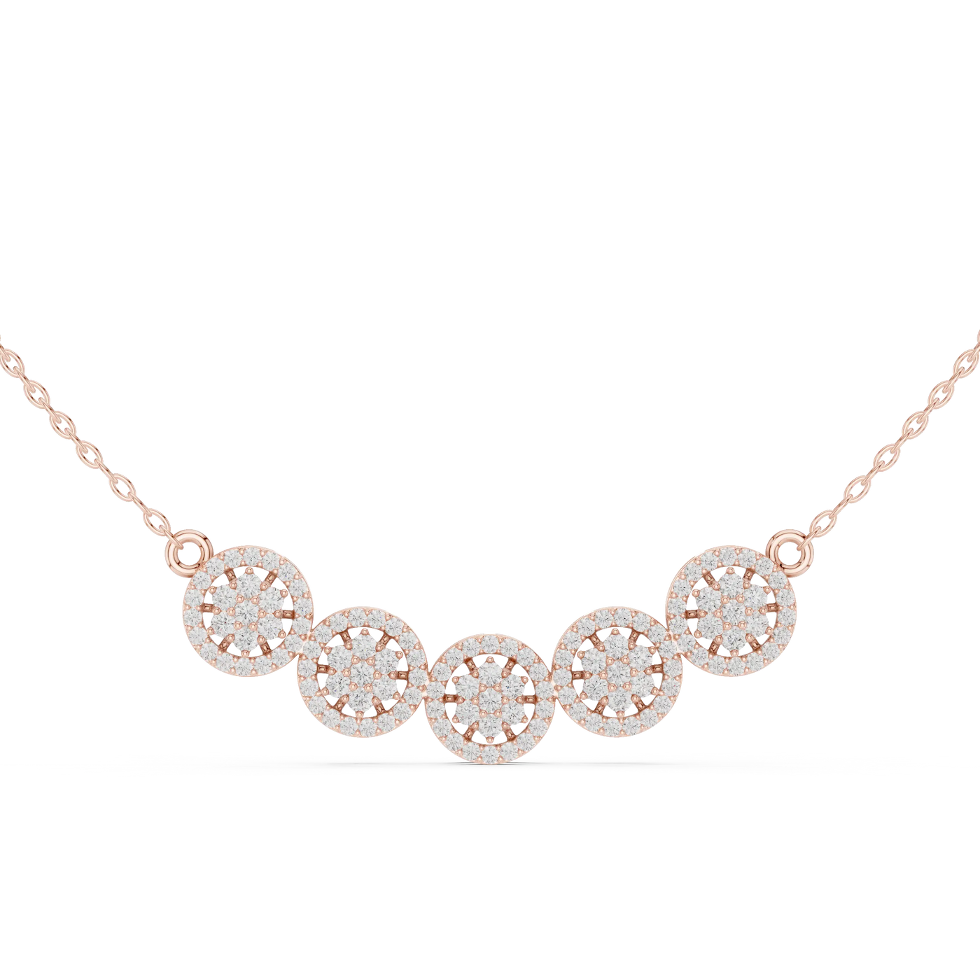 Front View: Round Diamond Necklace with Bezel Setting in 14k Rose Gold - Lab Grown - Driona Jewels