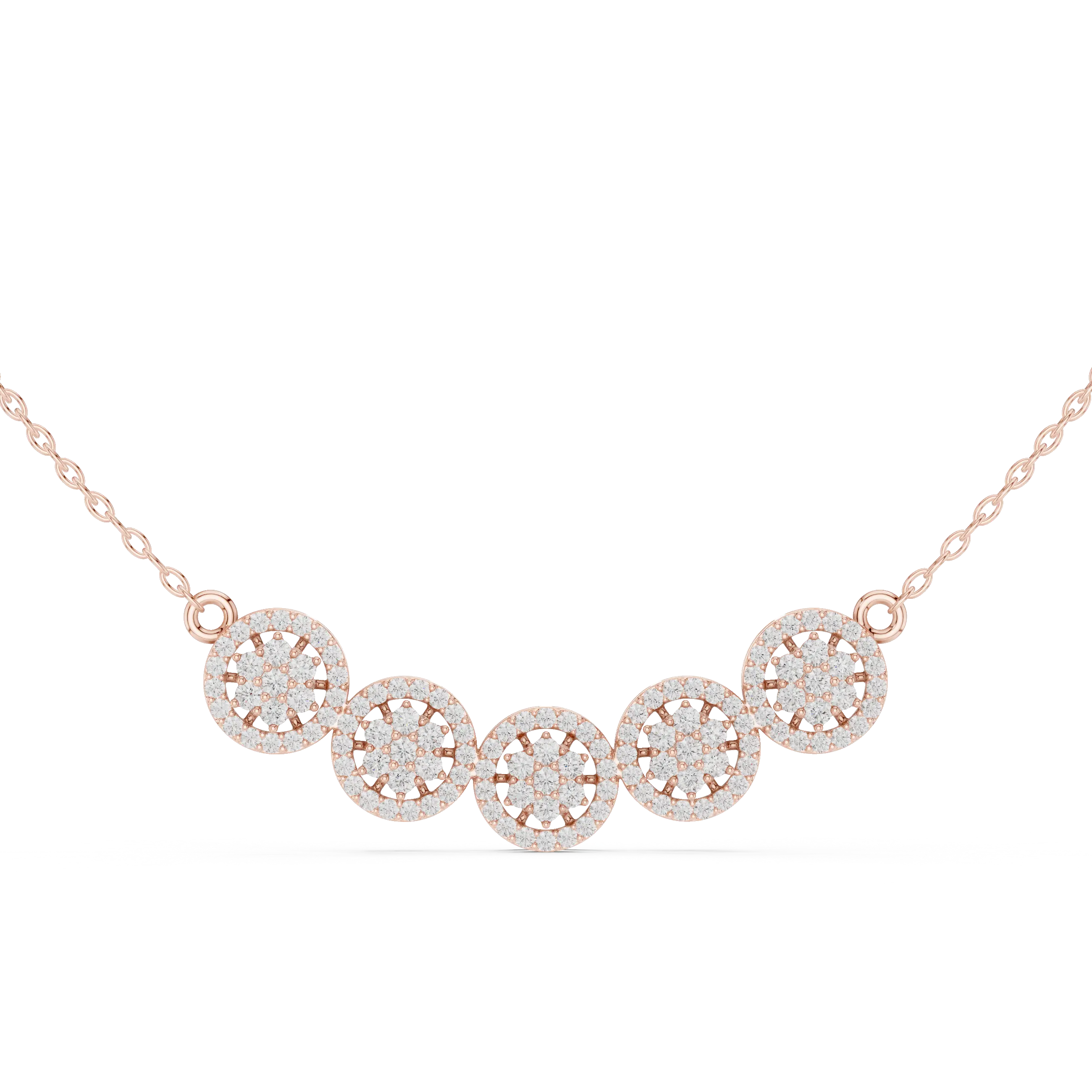 Front View: Round Diamond Necklace with Bezel Setting in 14k Rose Gold - Lab Grown - Driona Jewels