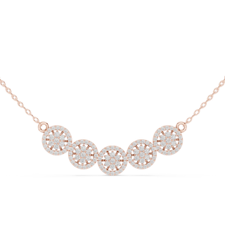 Front View: Round Diamond Necklace with Bezel Setting in 14k Rose Gold - Lab Grown - Driona Jewels
