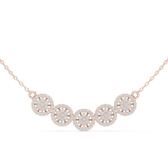 Front View: Round Diamond Necklace with Bezel Setting in 14k Rose Gold - Lab Grown - Driona Jewels