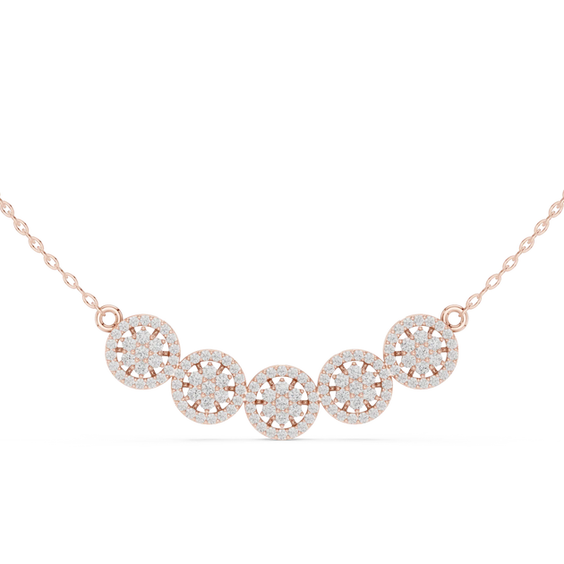 Front View: Round Diamond Necklace with Bezel Setting in 14k Rose Gold - Lab Grown - Driona Jewels