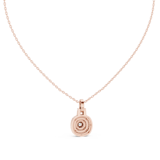 Front-view: Round Diamond Necklace with Bezel Setting in 14k Rose Gold - Lab Grown - Driona Jewels